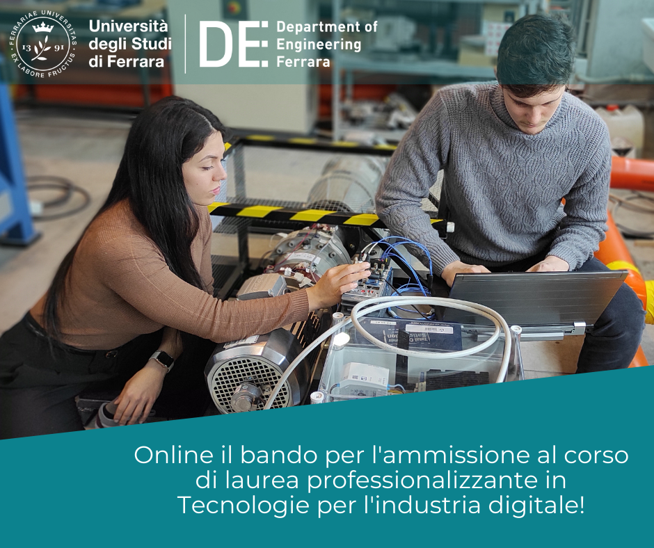 Online il bando di ammissione al corso di laurea professionalizzante in Tecnologie per l'Industria Digitale