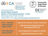 presentazione del percorso di Doppio Titolo UCA- Unife