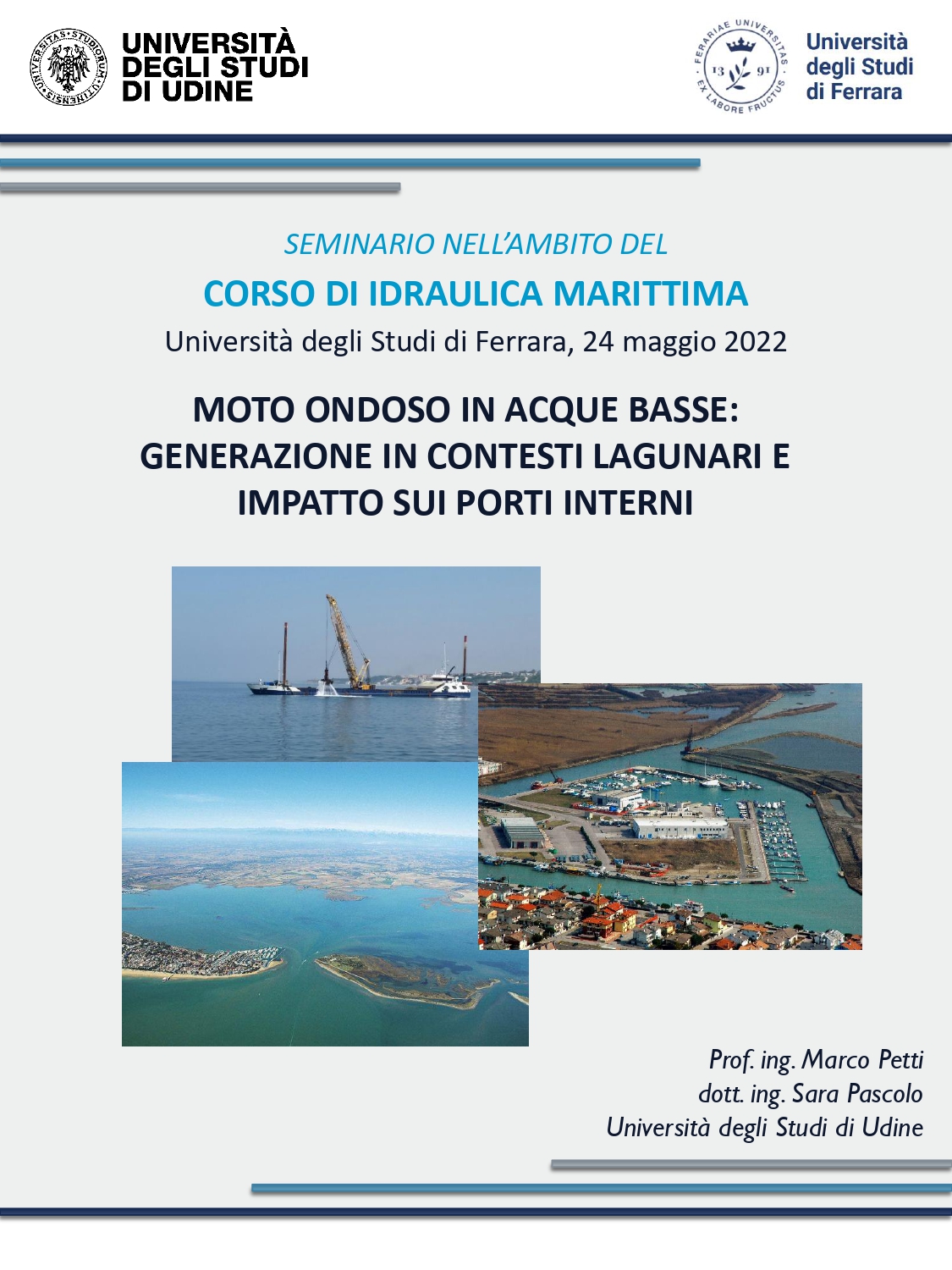 SAVE THE DATE: Seminario 24 maggio "Moto ondoso in acque basse"